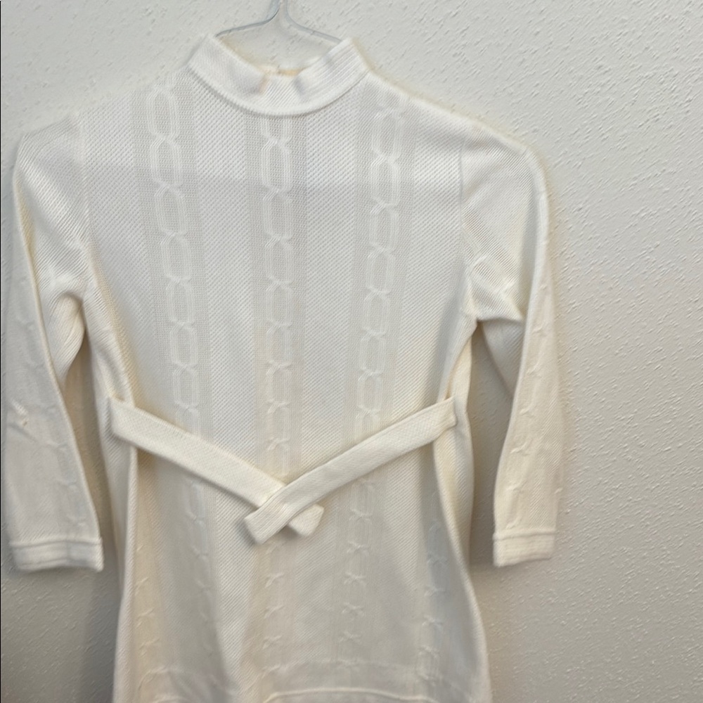 Elegant Children’s White Knit Sweater Dress with Belt